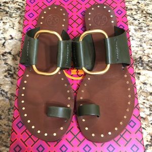 Tory Burch Brannan Studded Sandal, Calf Leather